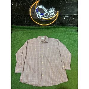 Burberrys of London Men Button Down Shirt 16‎ 1/2- 32 Plaid R/W/B Made USA